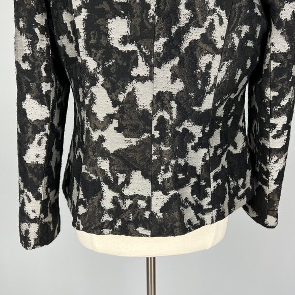 Lafayette 148 NY Womens Animal Print Moto Jacket Black Gray Wool Blend size 14 - Picture 8 of 15